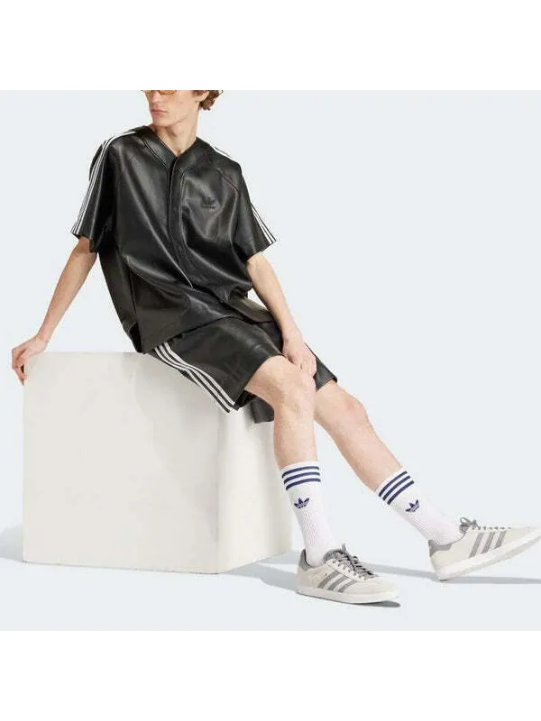 Шорты из искусственной кожи adicolor 3 полоски шорты азиатские размеры Adidas — изображение 2 из 4, черный