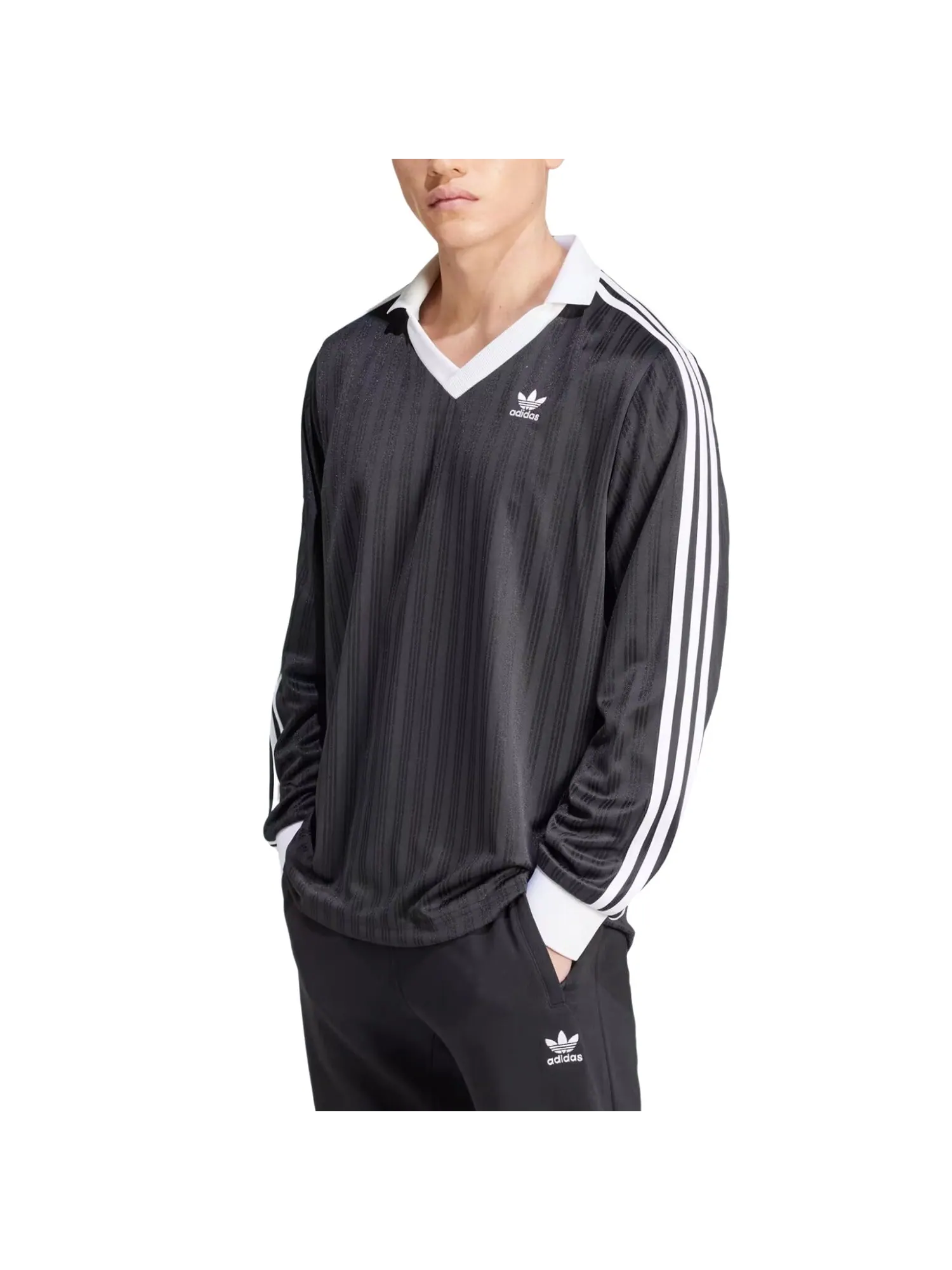 Футболка с длинным рукавом Adidas Adicolor Pique — изображение 2 из 3, черный