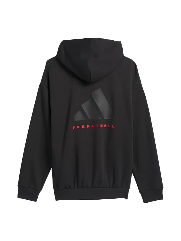 Толстовка basketball hoodie 'black red' Adidas — изображение 2 из 2, черный/красный