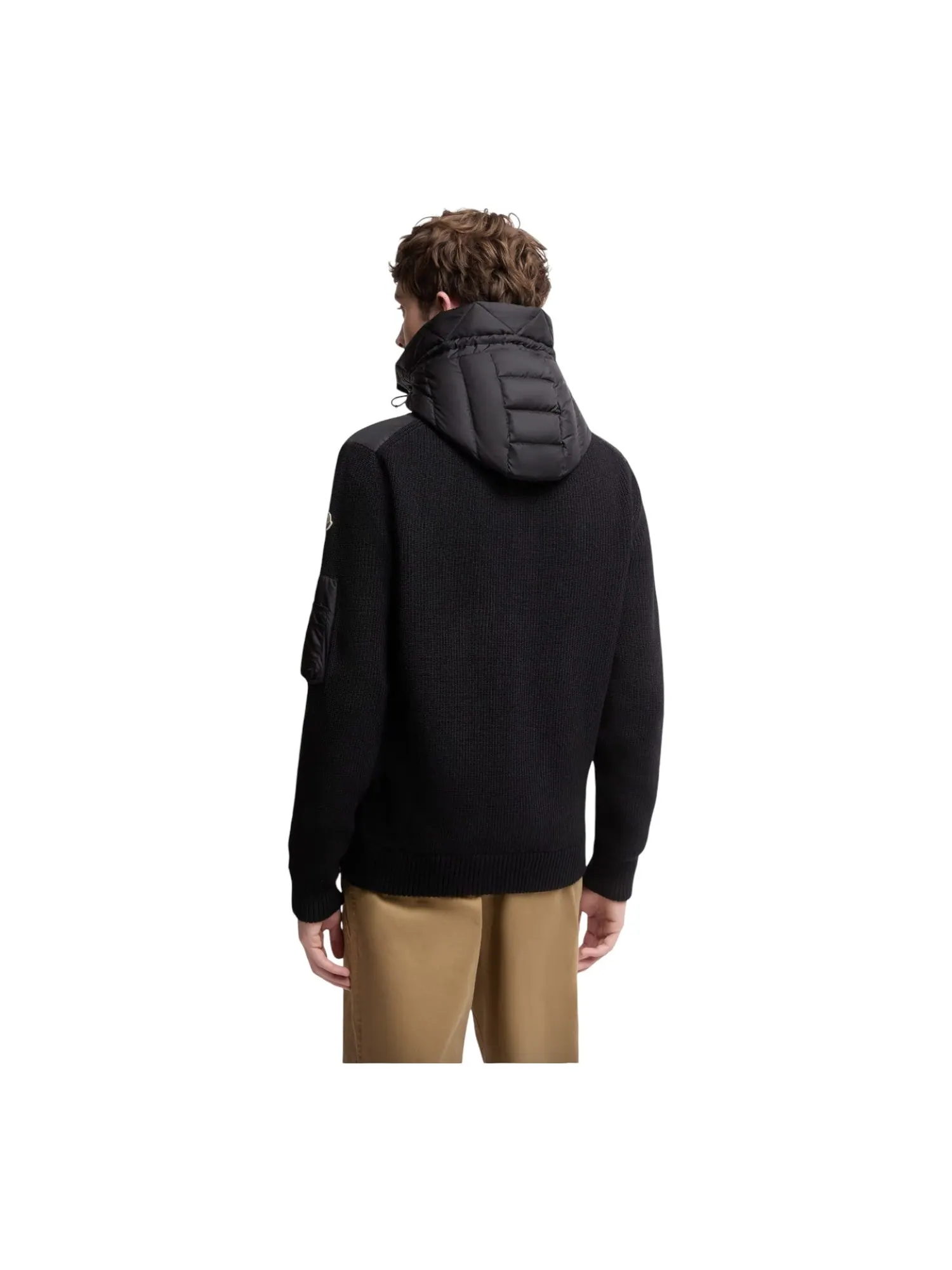 Худи Moncler Padded Wool Hoodie 24FW 'Black' — изображение 3 из 3, черный