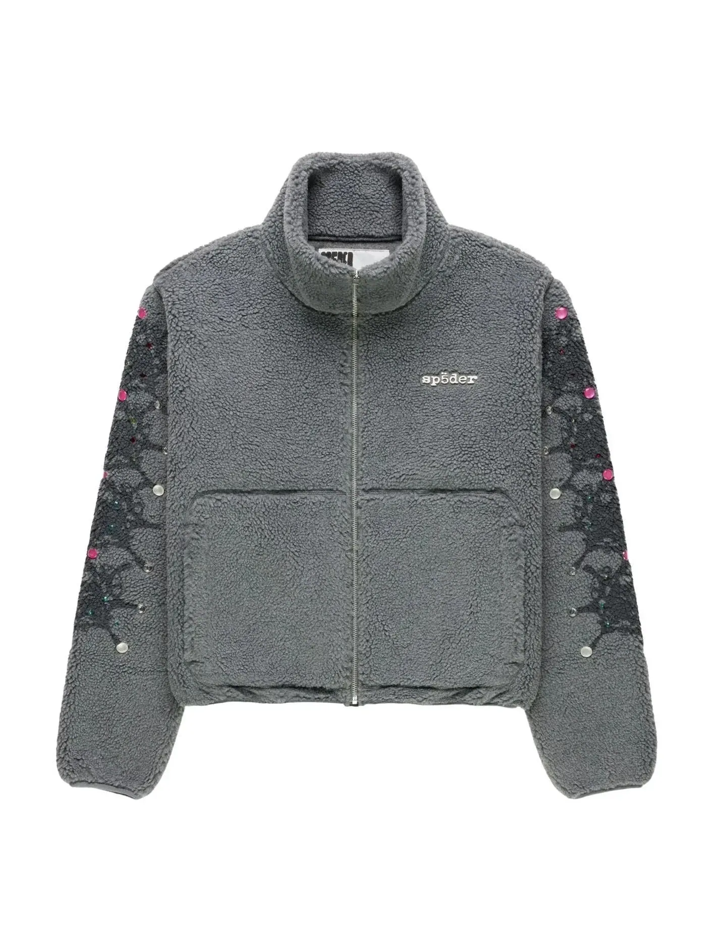 Толстовка Sp5der Webstone Teddy Fleece Zip Up 'Slate Grey' — изображение 1 из 2, серый