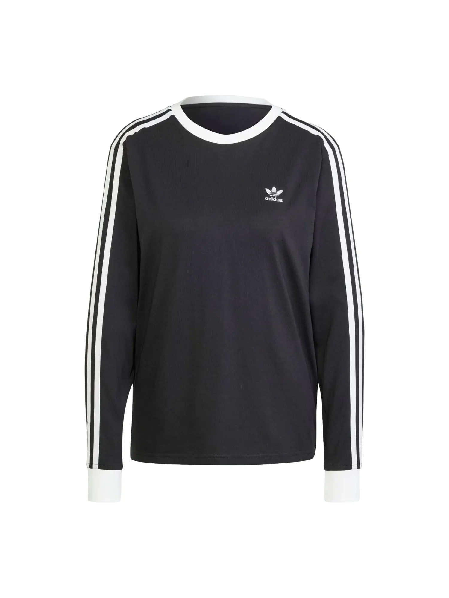 (WMNS) Футболка с длинным рукавом Adidas Adicolor 3-Stripes, азиатский размер — изображение 1 из 2, черный