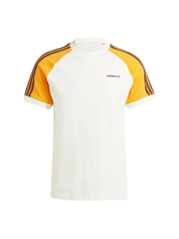 Футболка originals '80s premium 3-stripes t-shirt 'white yellow' asia sizing Adidas — изображение 1 из 3, белый/желтый