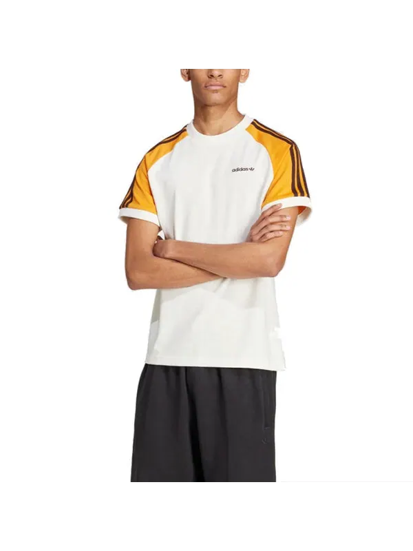 Футболка originals '80s premium 3-stripes t-shirt 'white yellow' asia sizing Adidas — изображение 3 из 3, белый/желтый