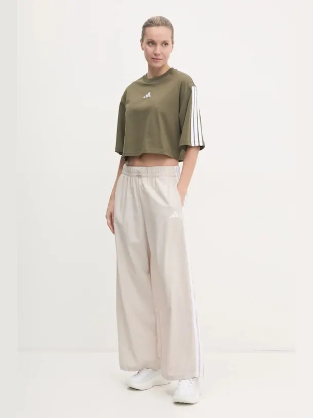 Брюки спортивные Adidas Essentials 3-Stripes Lifestyle Woven Parachute — изображение 3 из 6, бежевый