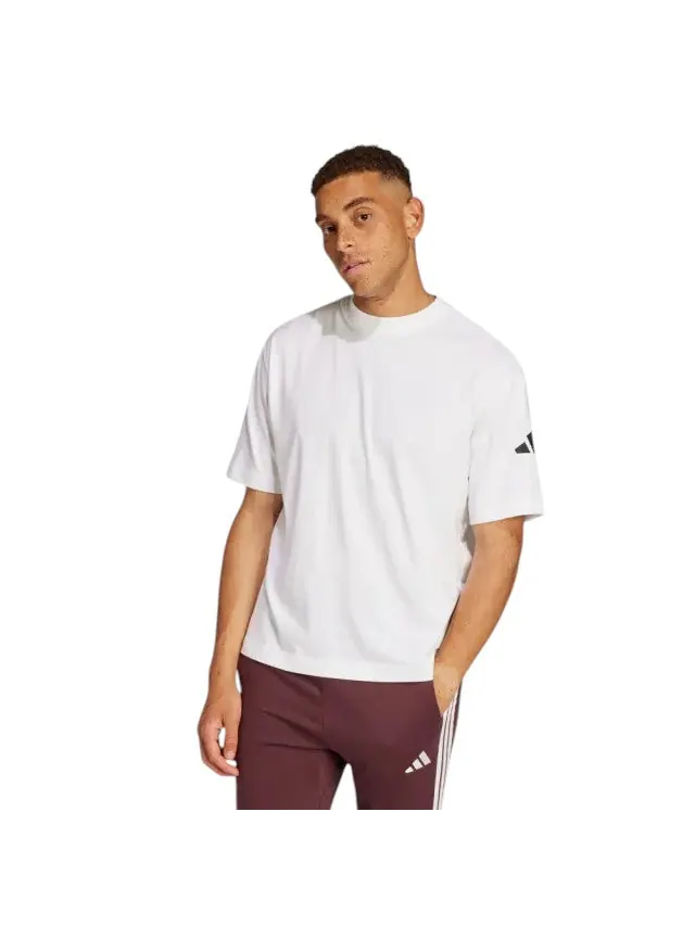 Футболка adidas Essentials Loose Fit 3 Bar Logo T-Shirt 'White' — изображение 2 из 3, белый