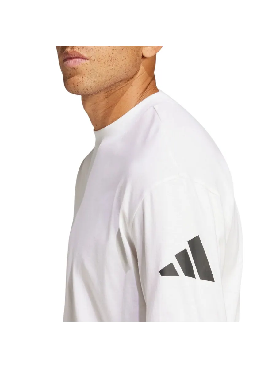 Футболка adidas Essentials Loose Fit 3 Bar Logo T-Shirt 'White' — изображение 3 из 3, белый