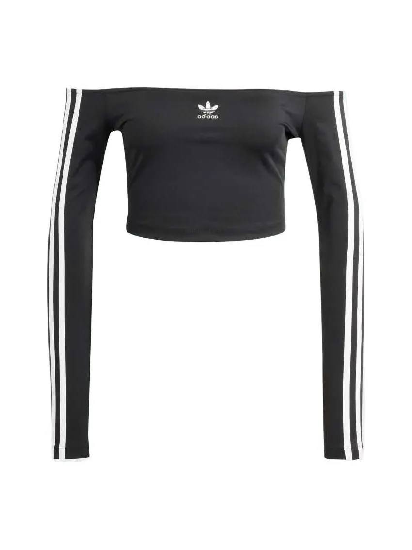 Топ adidas Adicolor Off Shoulder Long Sleeve Long-Sleeve Top 'Black' — изображение 1 из 3, черный