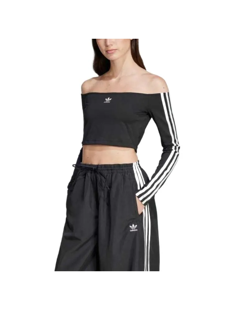 Топ adidas Adicolor Off Shoulder Long Sleeve Long-Sleeve Top 'Black' — изображение 2 из 3, черный