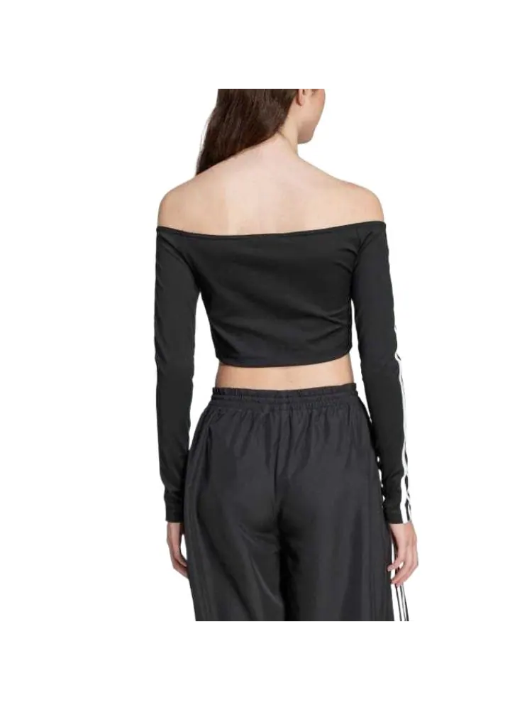 Топ adidas Adicolor Off Shoulder Long Sleeve Long-Sleeve Top 'Black' — изображение 3 из 3, черный