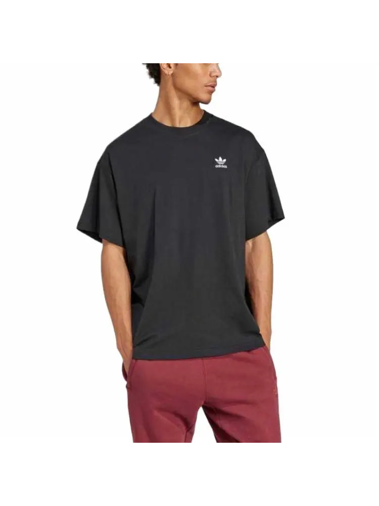 Футболка adidas Camiseta Trifolio Essentials Oversized 'Black White' — изображение 2 из 4, черный