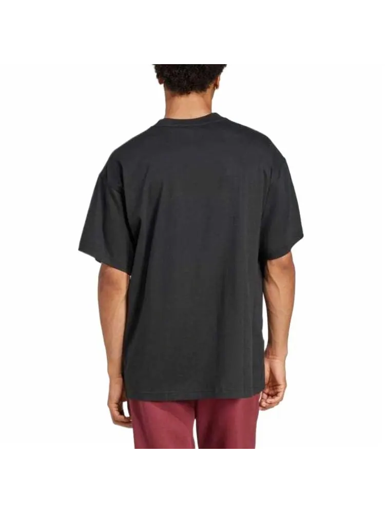 Футболка adidas Camiseta Trifolio Essentials Oversized 'Black White' — изображение 3 из 4, черный