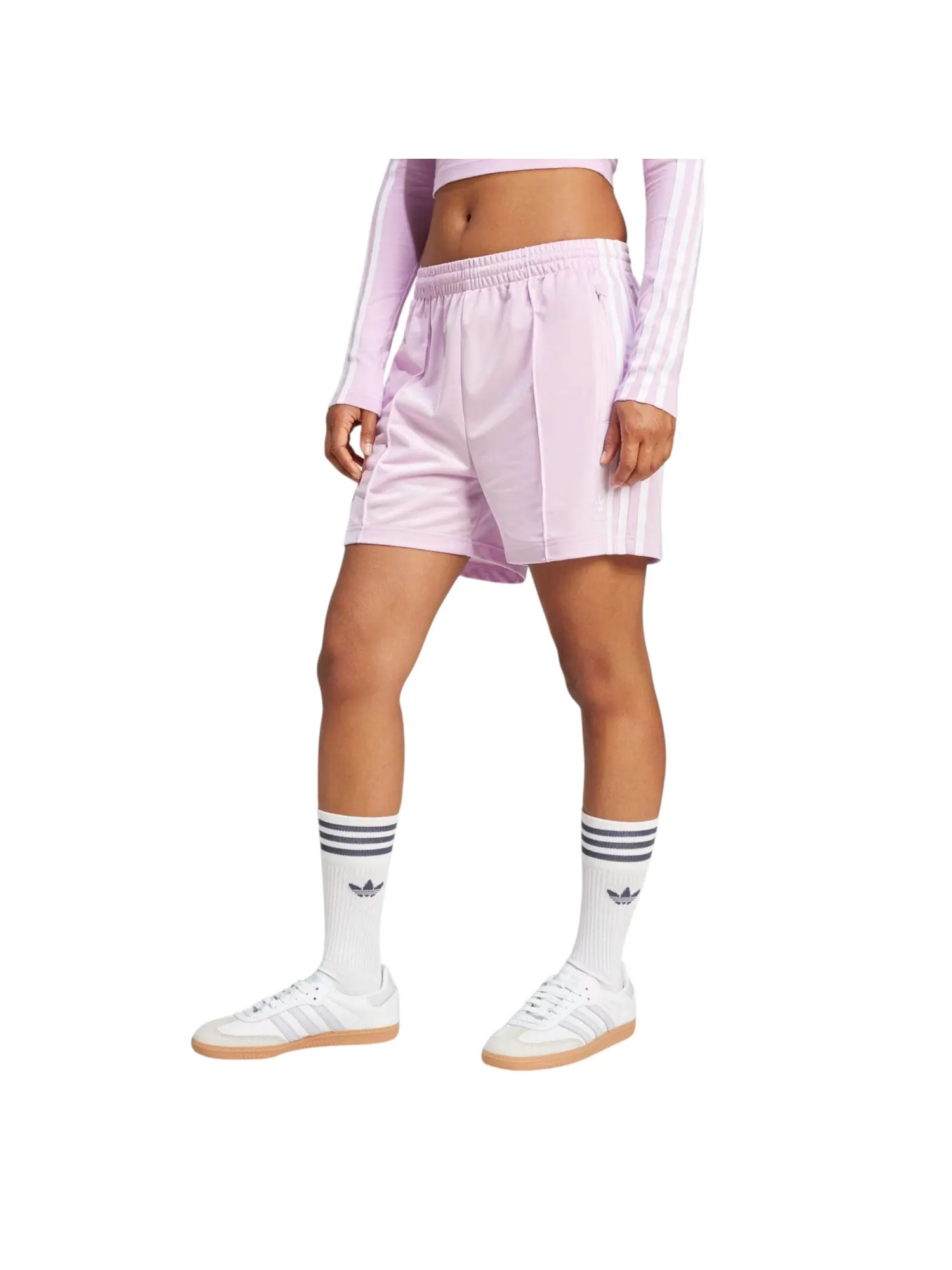 Шорты (WMNS) adidas Firebird Shorts 'Light Orchid' — изображение 2 из 3, розовый
