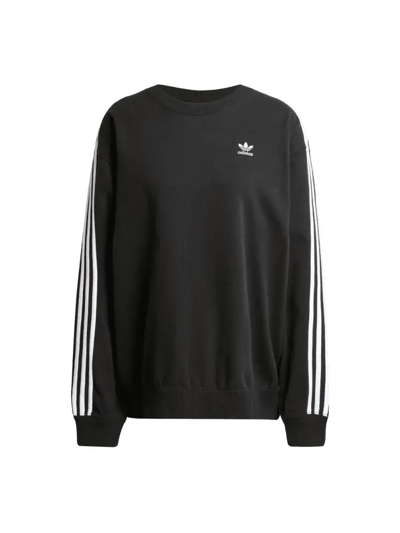 Футболка adidas 3 Stripes Long Sleeves Sweat Top 'Black White' — изображение 1 из 4, черный