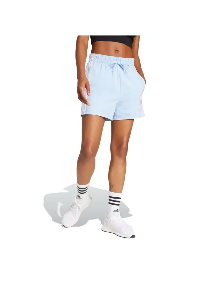 Спортивные шорты (WMNS) adidas Essentials 3-Stripes Cotton Shorts 'Glow Blue White' — изображение 2 из 3, синий