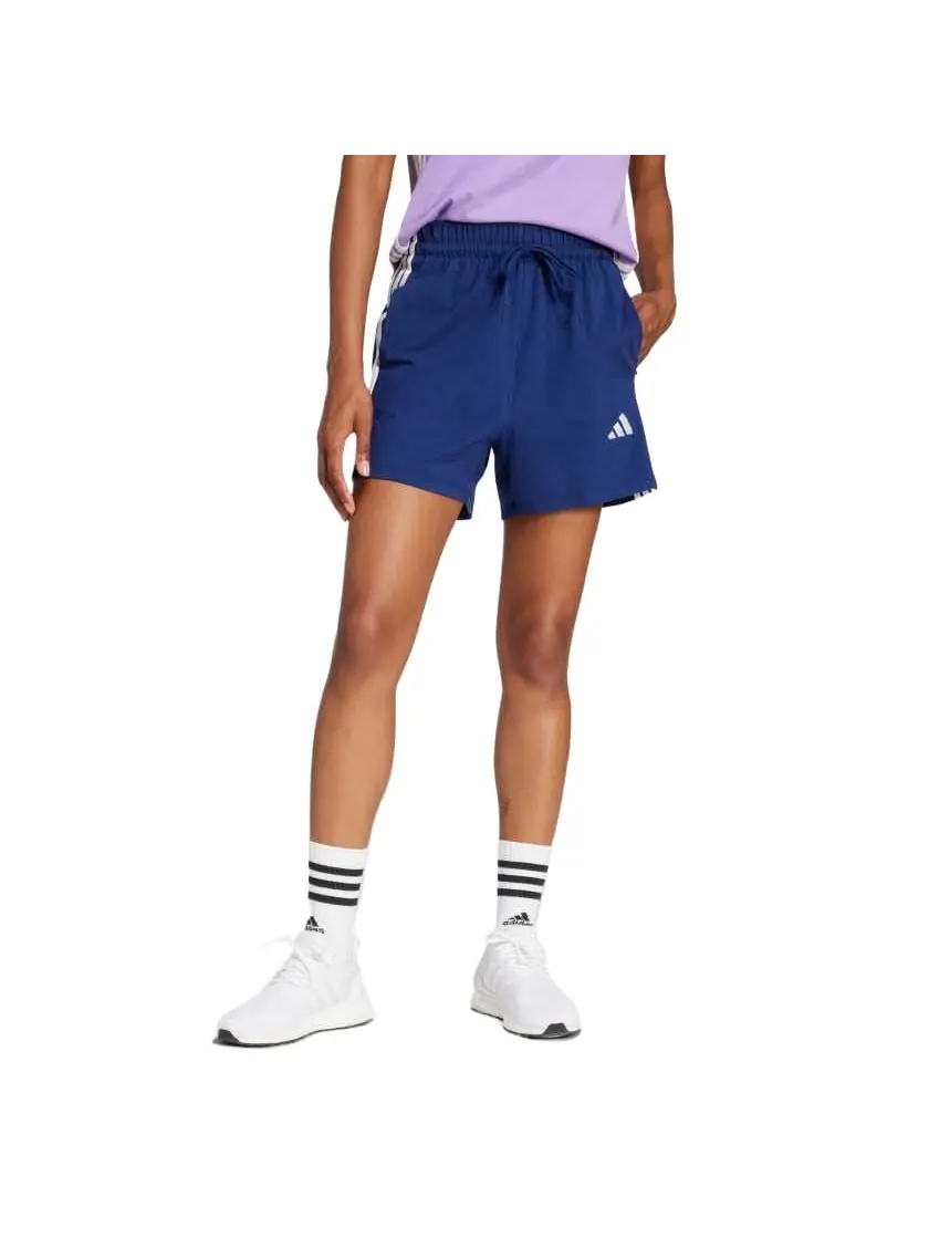 Спортивные шорты (WMNS) adidas Essentials 3-Stripes Cotton Shorts 'Blue' — изображение 2 из 4, синий