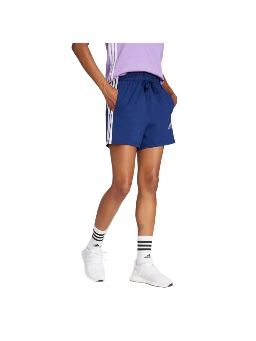 Спортивные шорты (WMNS) adidas Essentials 3-Stripes Cotton Shorts 'Blue' — изображение 4 из 4, синий