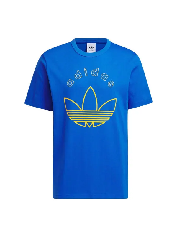 Футболка оригинальные Футболка с логотипом и принтом, азиатские размеры Adidas — изображение 1 из 3, синий/желтый