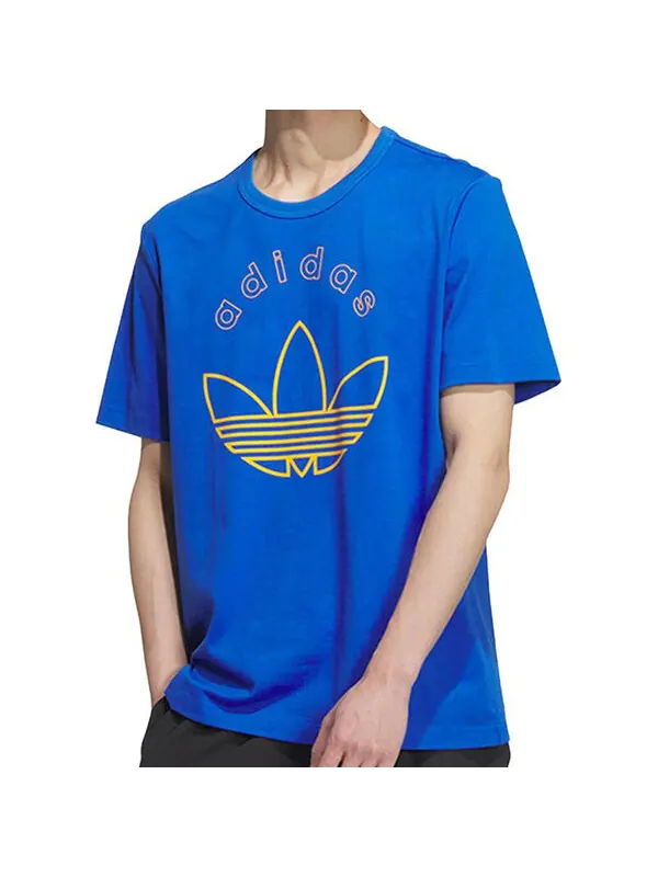 Футболка оригинальные Футболка с логотипом и принтом, азиатские размеры Adidas — изображение 2 из 3, синий/желтый