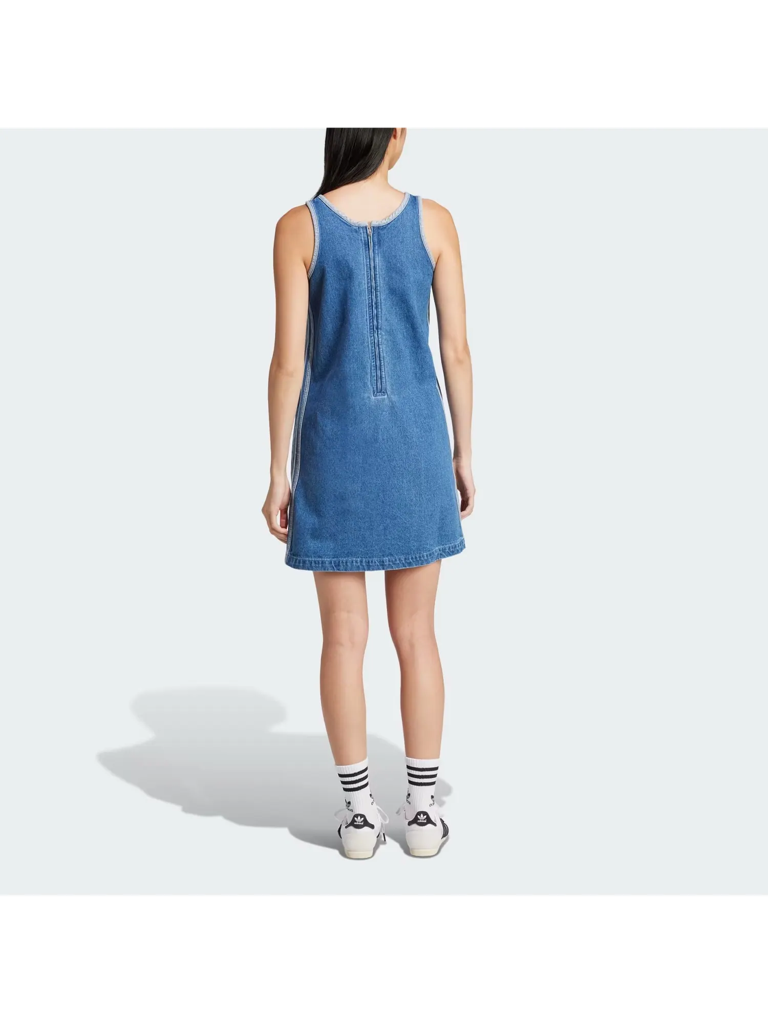 Платье (WMNS) adidas Denim 3S Dress 'Blue' — изображение 3 из 4, синий