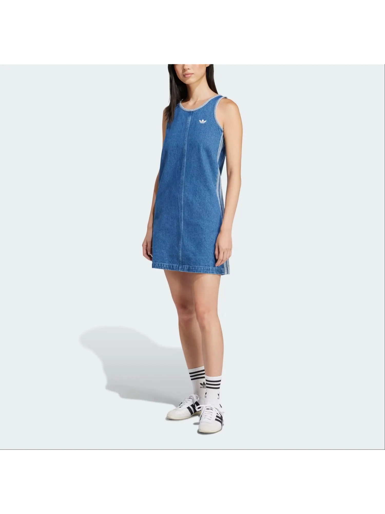 Платье (WMNS) adidas Denim 3S Dress 'Blue' — изображение 4 из 4, синий