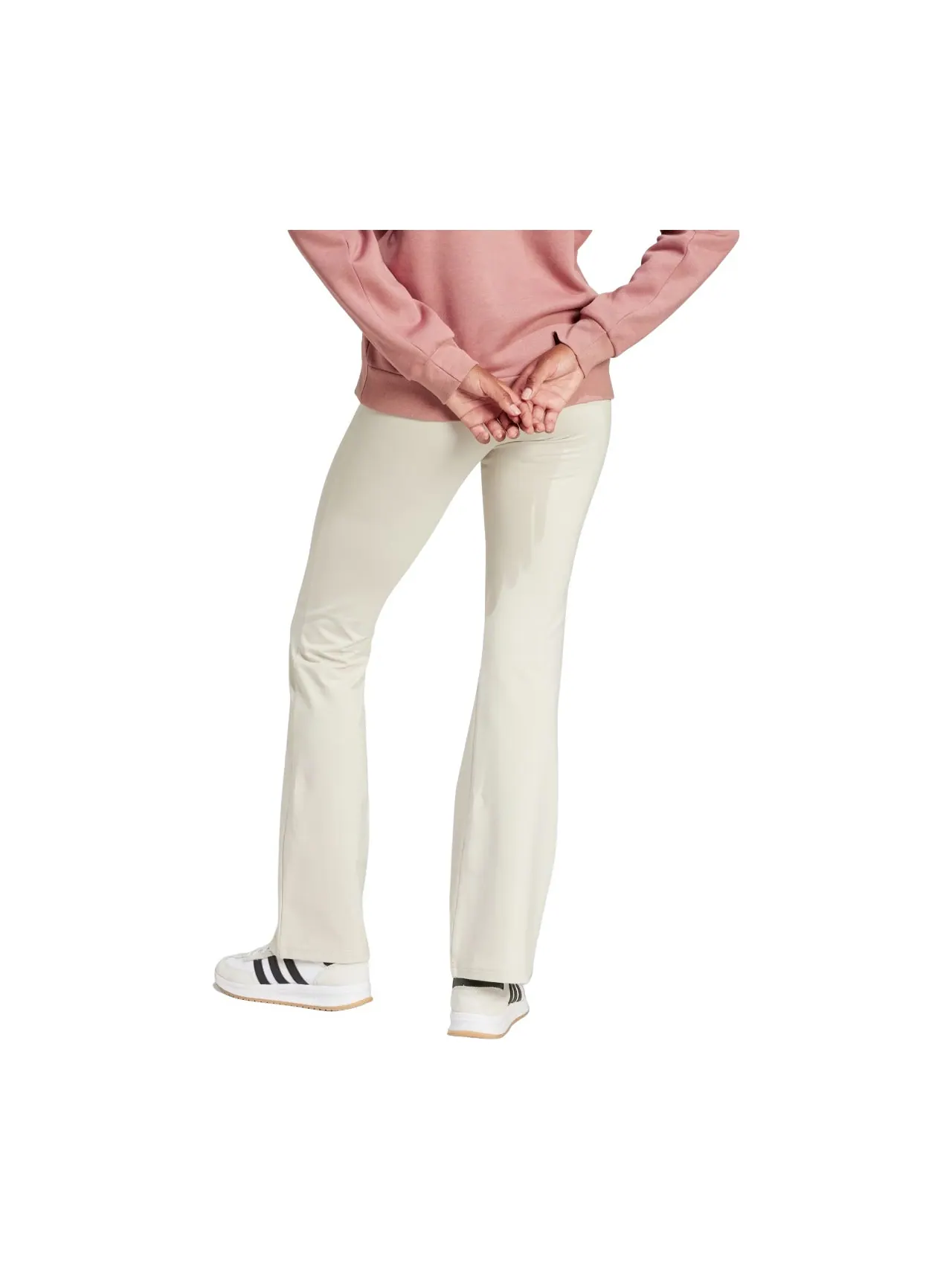 (WMNS) Леггинсы Adidas Essentials с маленьким логотипом, расклешенные — изображение 3 из 3, бежевый/белый
