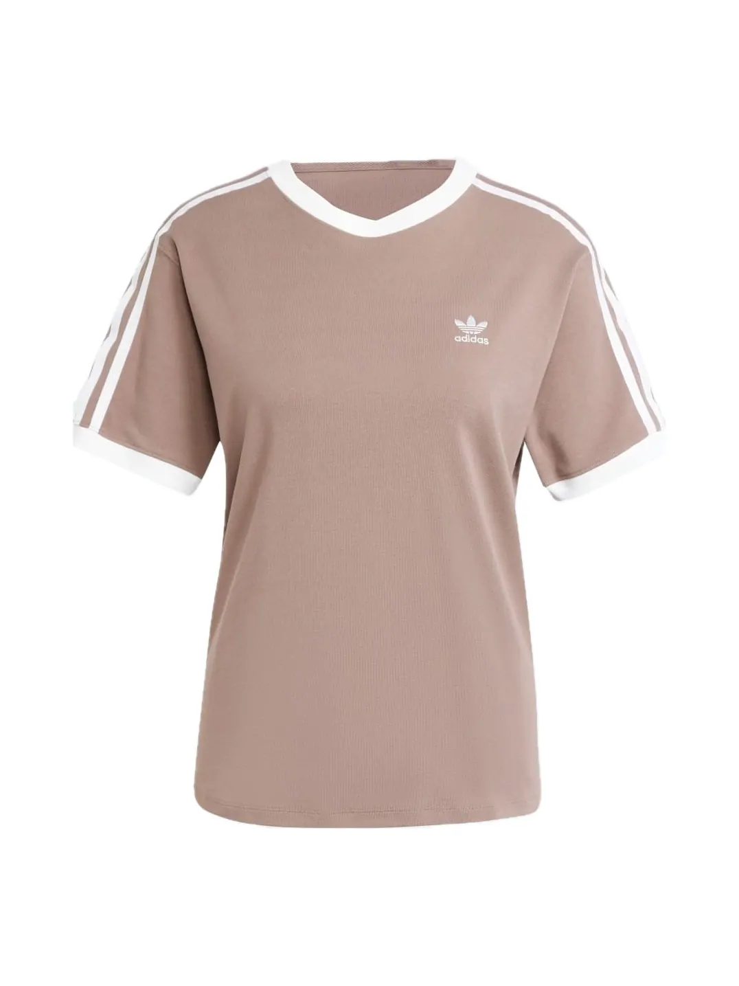 (WMNS) Футболка Adidas с тремя полосками — изображение 1 из 2, коричневый/белый