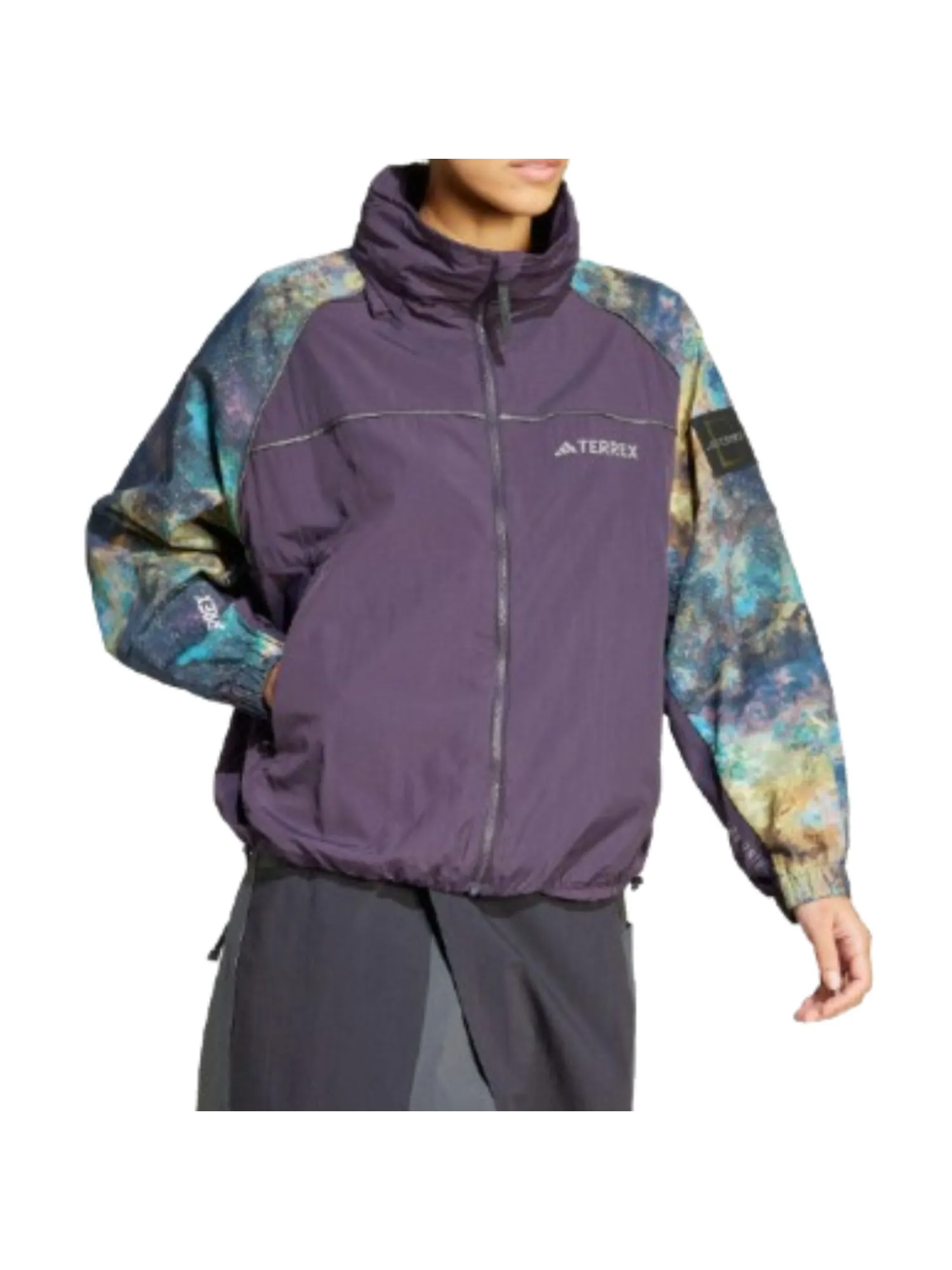 (WMNS) Куртка Adidas DISNEY National Geographic WIND.RDY 'Purple Green' — изображение 1 из 2, фиолетовый/зеленый