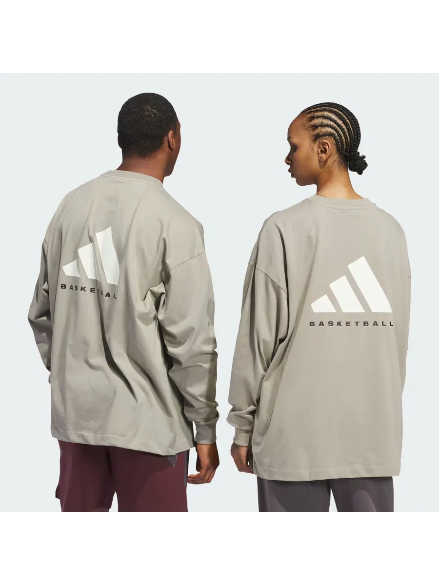 Футболка adidas Basketball Long Sleeve T-Shirt 'Putty Beige' — изображение 2 из 2, бежевый