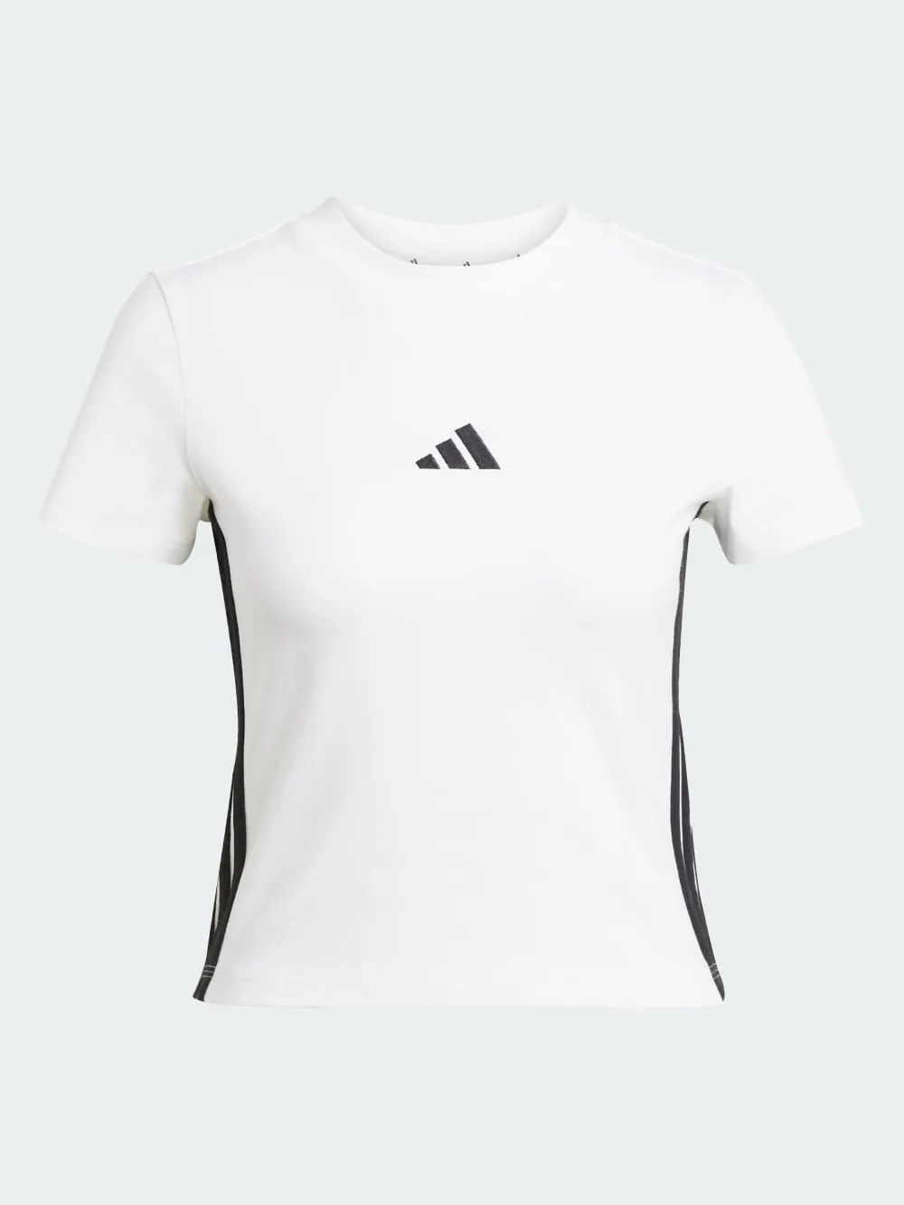 Футболка Adidas Essentials 3-Stripes Slim Baby Tee — изображение 1 из 6, белый/черный