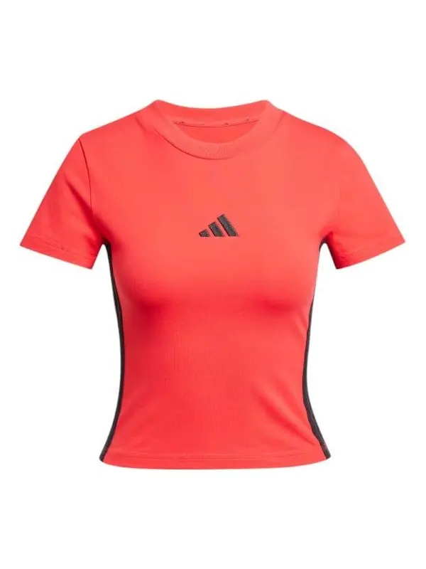Футболка adidas Essentials 3-Stripes Slim Baby T-Shirt 'Pure Ruby Black' — изображение 1 из 3, красный