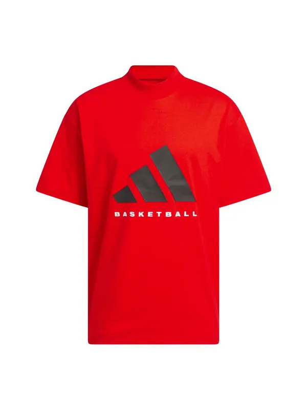 Футболка basketball t-shirt 'red black' Adidas — изображение 1 из 2, красный/черный