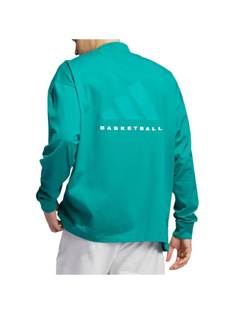 Футболка adidas Basketball Long Sleeve T-Shirt 'Green' — изображение 2 из 4, зеленый