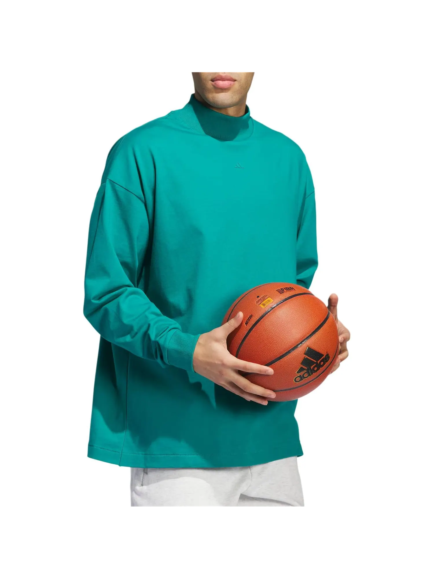 Футболка adidas Basketball Long Sleeve T-Shirt 'Green' — изображение 4 из 4, зеленый
