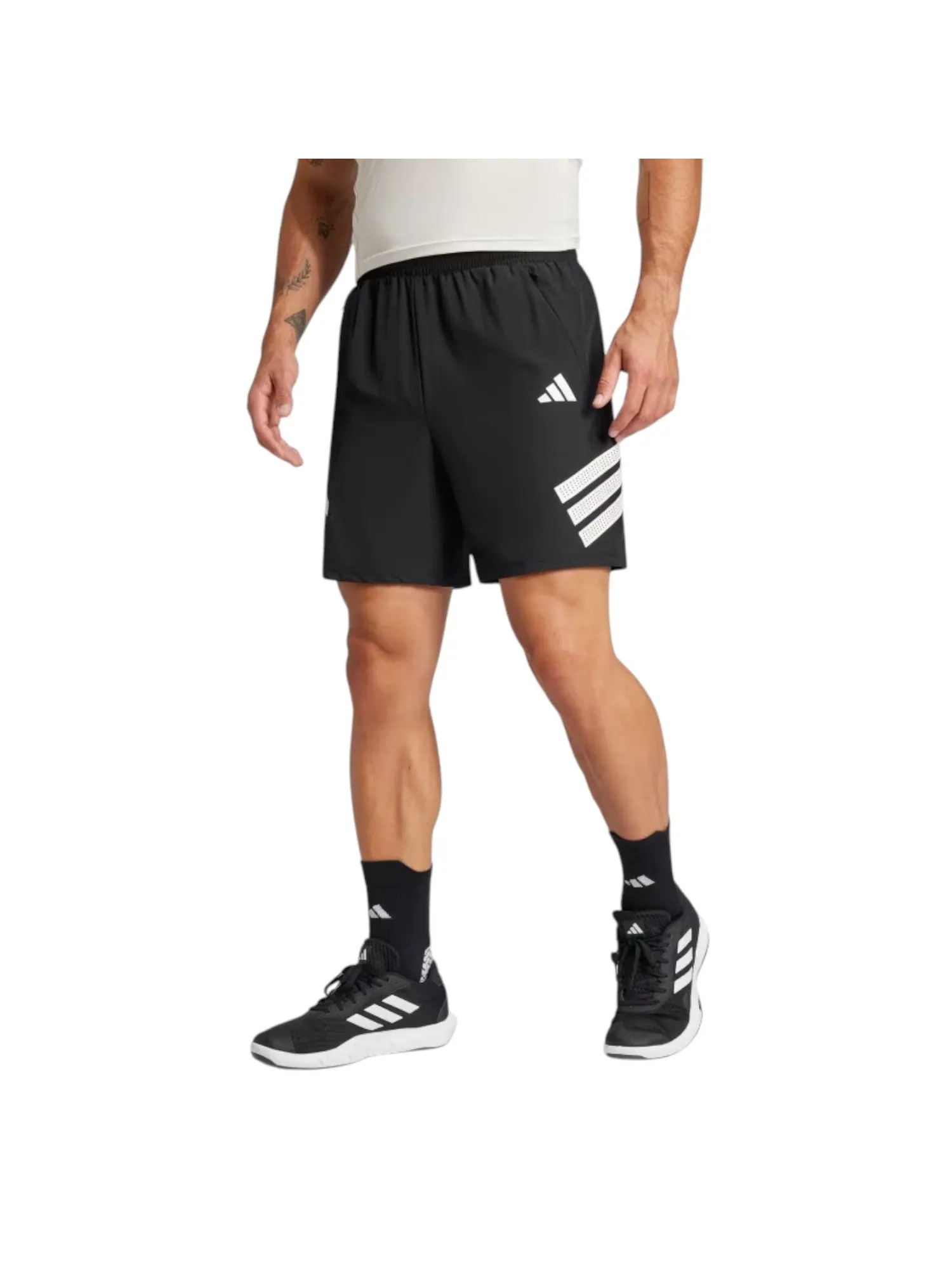 Шорты Adidas Icon Three Stripes Shorts 'Black White' — изображение 2 из 5, черный/белый