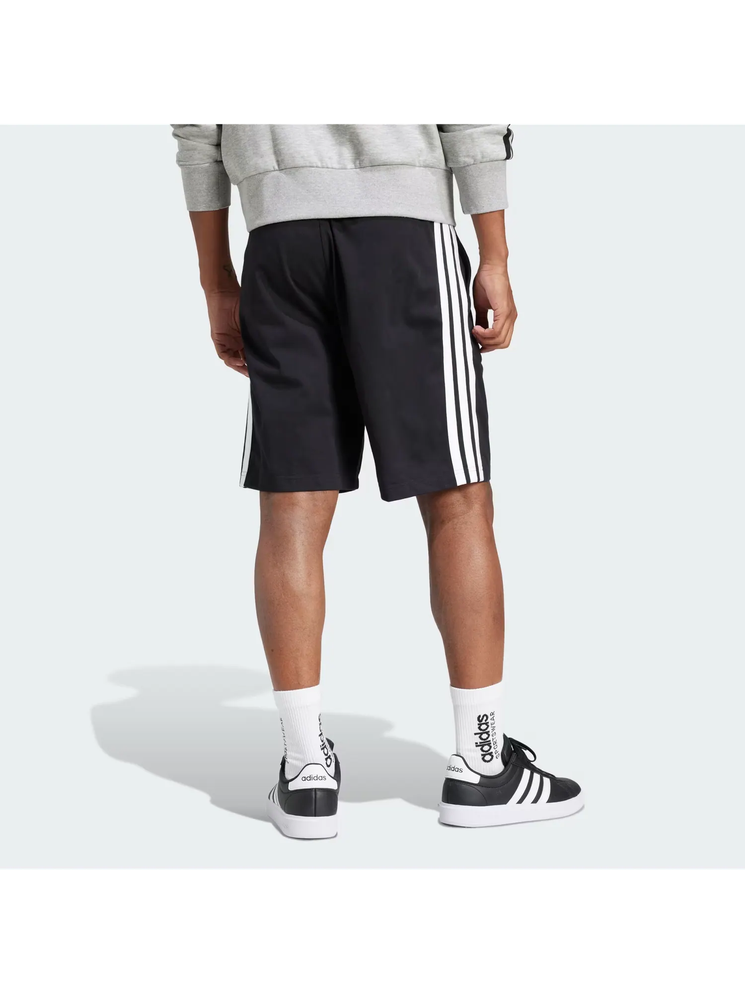 Шорты Adidas Essential 3-Stripes Single Jersey Shorts 10-Inch 'Black' — изображение 3 из 3, черный/белый