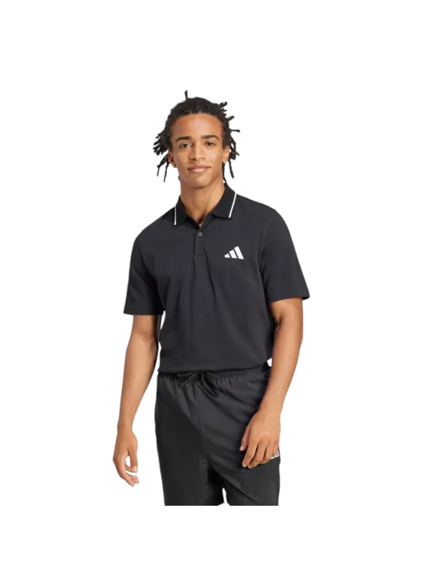 Поло Adidas Essentials Small Logo Piqu 'Black' — изображение 2 из 3, черный/белый