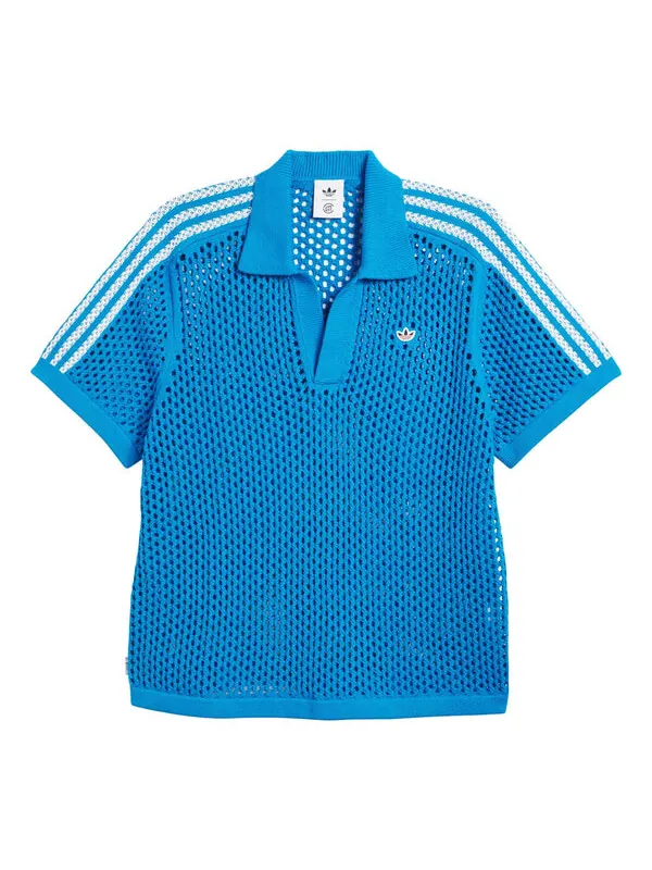 Рубашка поло x Clot fw24 вязаная крючком рубашка поло азиатские размеры Adidas — изображение 1 из 4, синий