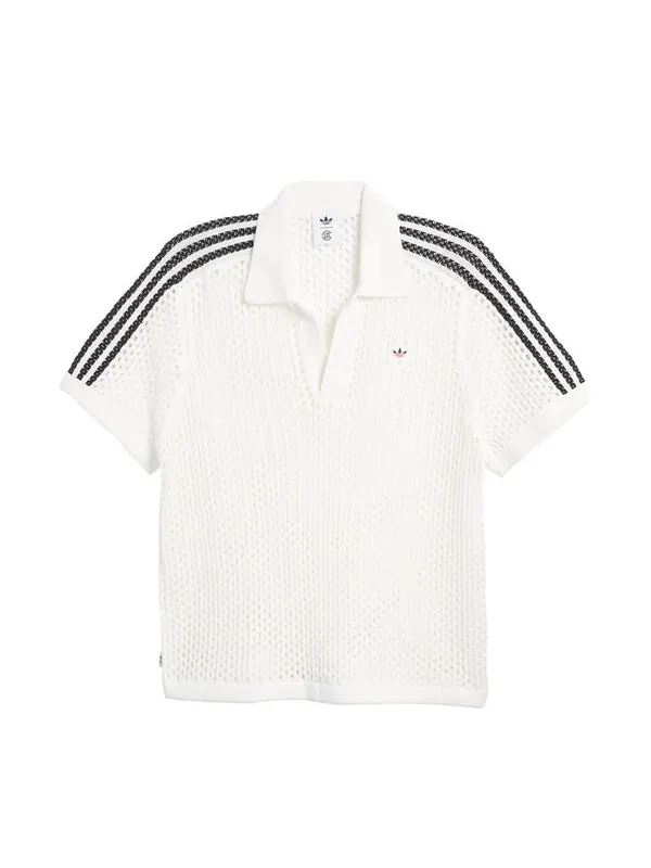 Рубашка поло x Clot fw24 вязаная крючком рубашка поло азиатские размеры Adidas — изображение 1 из 3, белый
