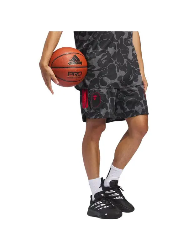 Шорты x bape dame 9 баскетбольные шорты Adidas — изображение 2 из 4, серый/красный