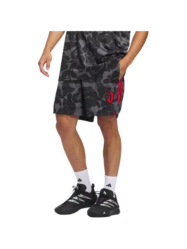 Шорты x bape dame 9 баскетбольные шорты Adidas — изображение 3 из 4, серый/красный