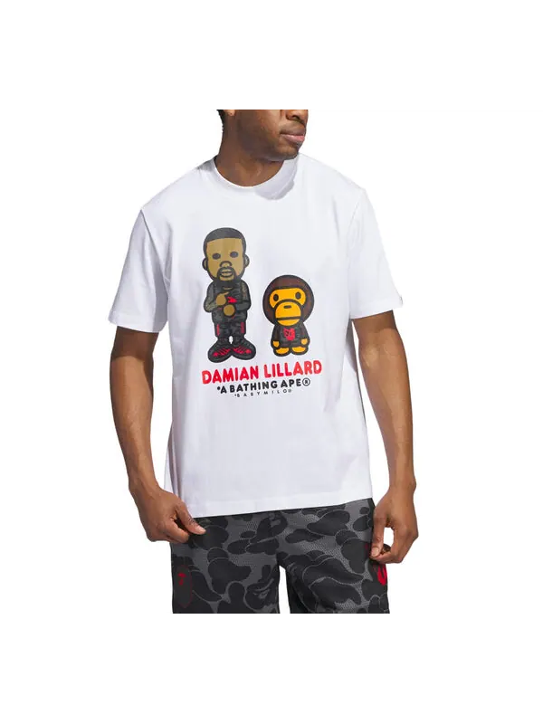 Футболка x bape dame 9 графическая футболка Adidas — изображение 2 из 3, белый