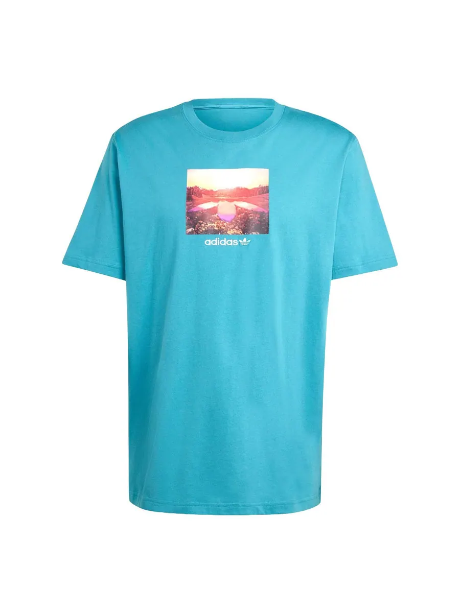 Футболка adidas Sunset Graphic T-shirt Asia Sizing 'Teal' — изображение 1 из 1, бирюзовый