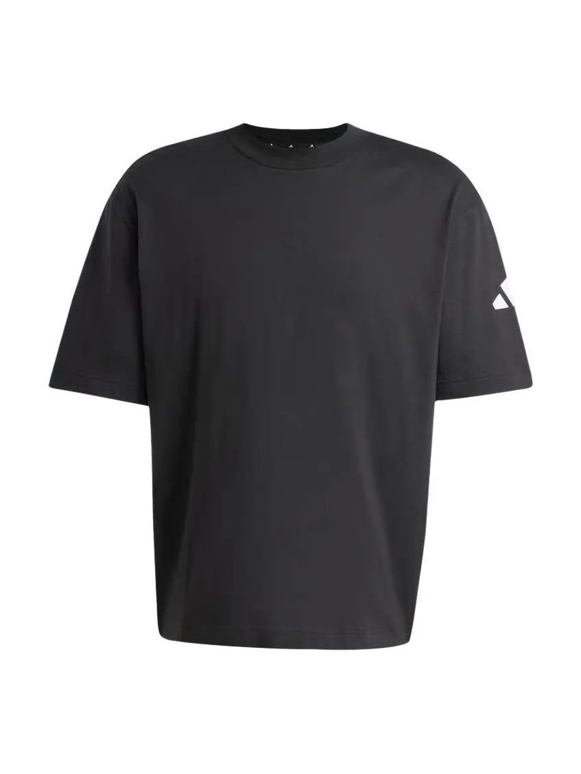 Футболка adidas Essentials Loose Fit 3 Bar Logo T-Shirt 'Black White' — изображение 1 из 4, черный