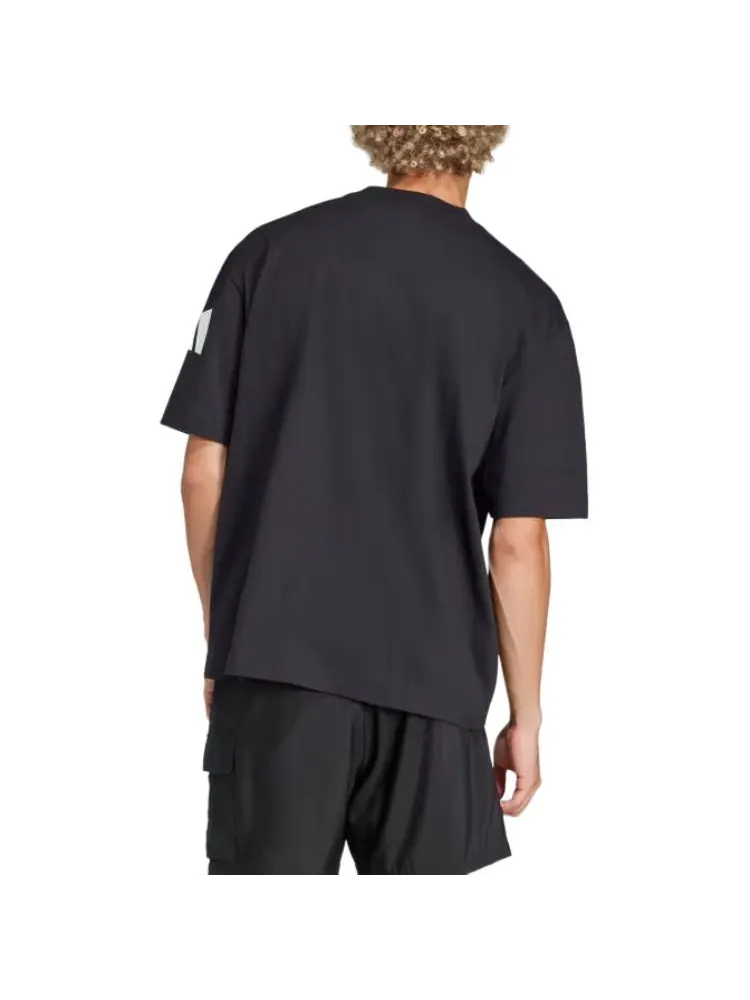 Футболка adidas Essentials Loose Fit 3 Bar Logo T-Shirt 'Black White' — изображение 4 из 4, черный