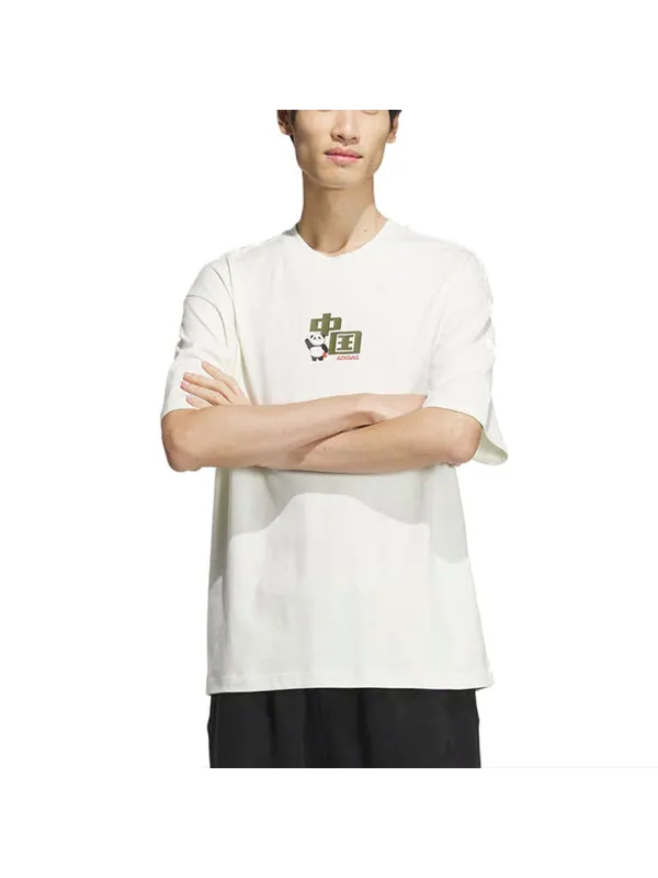 Футболка china t-shirt 'white olive green'' asia sizing Adidas — изображение 3 из 3, белый/оливковый зеленый