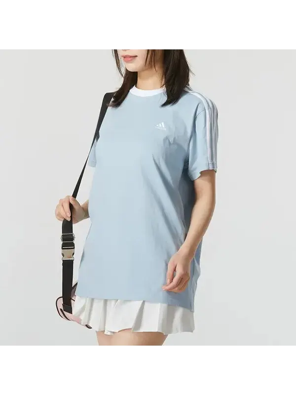 Футболка Adidas Essentials 3 Stripes — изображение 2 из 4, светлый синий
