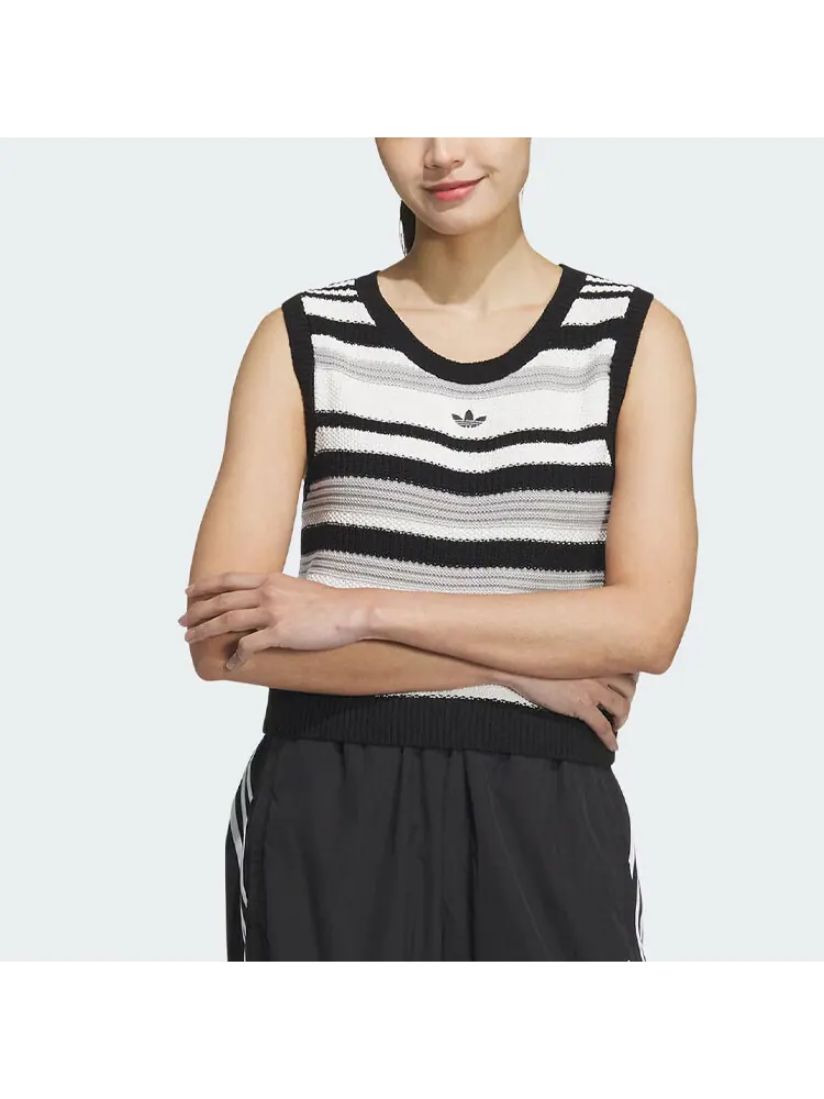 Жилетка Adidas Summer Knit Striped Tank Top — изображение 2 из 4, черный