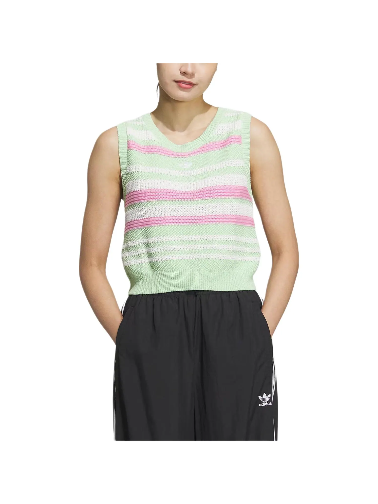 Жилетка Adidas Summer Knit Striped Tank Top — изображение 2 из 5, светлый зеленый