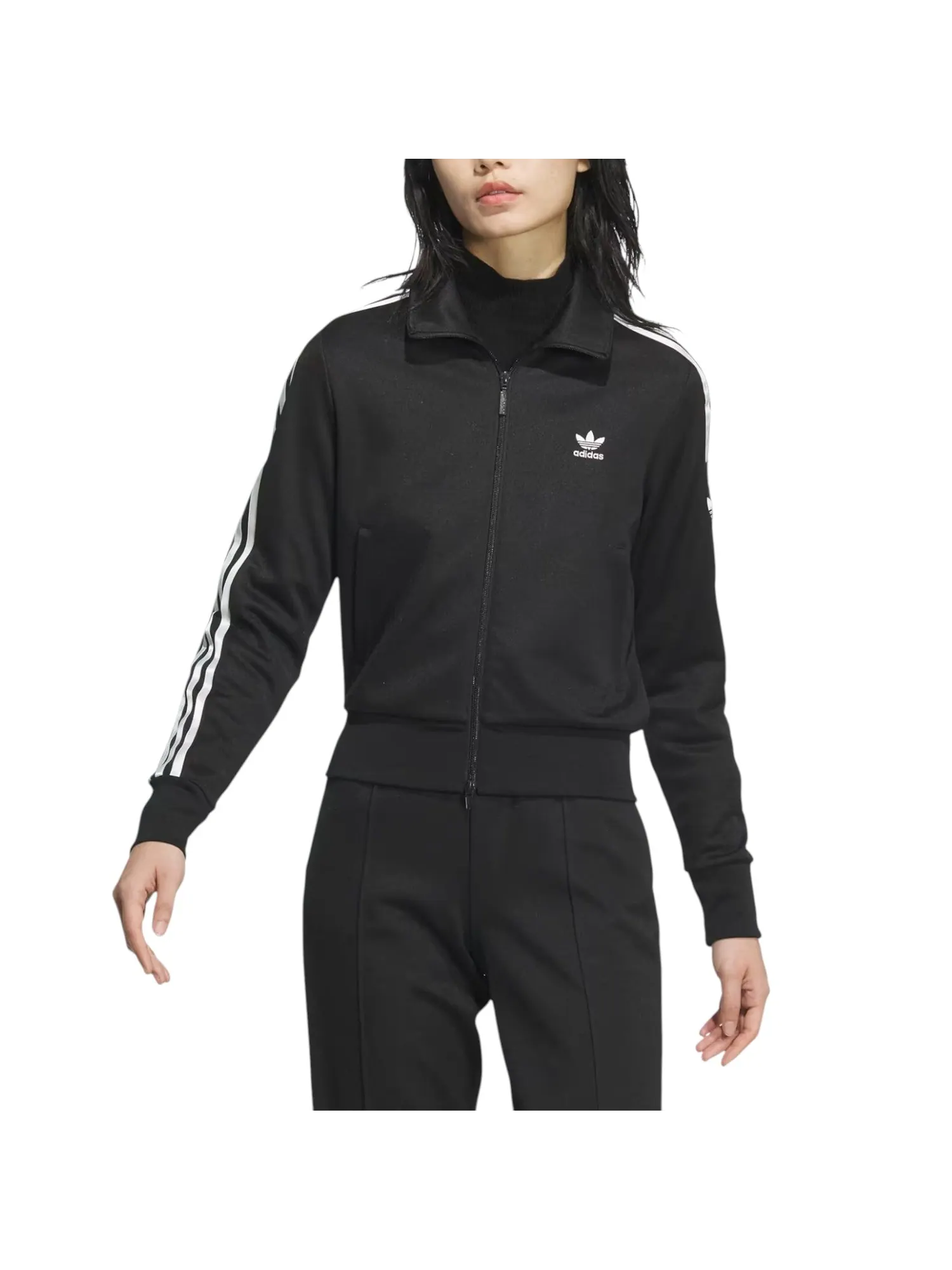 Куртка (WMNS) adidas Retro Trefoil Sports Jacket 'Black' — изображение 2 из 4, черный